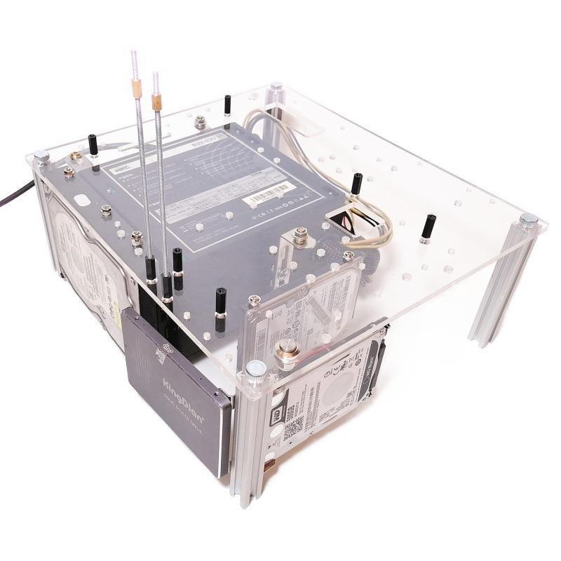 Einfaches Acryl-Gehäuse mit offenem Rahmen für MATX/ITX-Motherboards