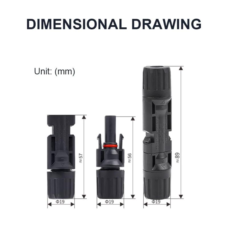 Solar Connectors 5 Pairs Low Resistance Pure Copper Core Waterproof Flame Retardant for Commercial PV Panel Installation