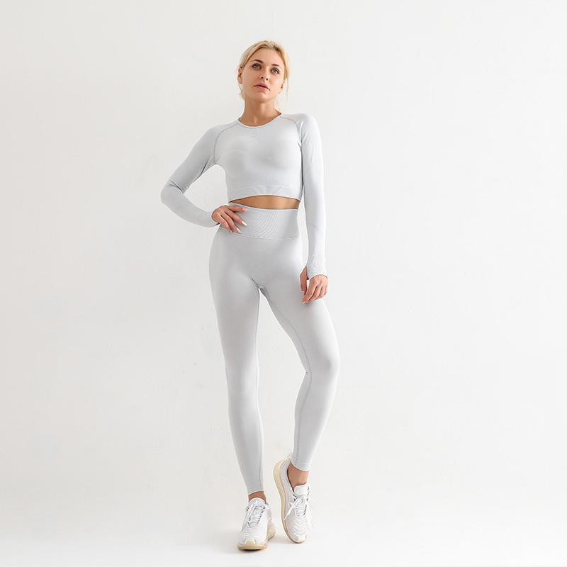 

Бесшовный персиковый комплект спортивной одежды для йоги и фитнеса с эффектом пуш-ап, дышащий, быстросохнущий, для женщин S