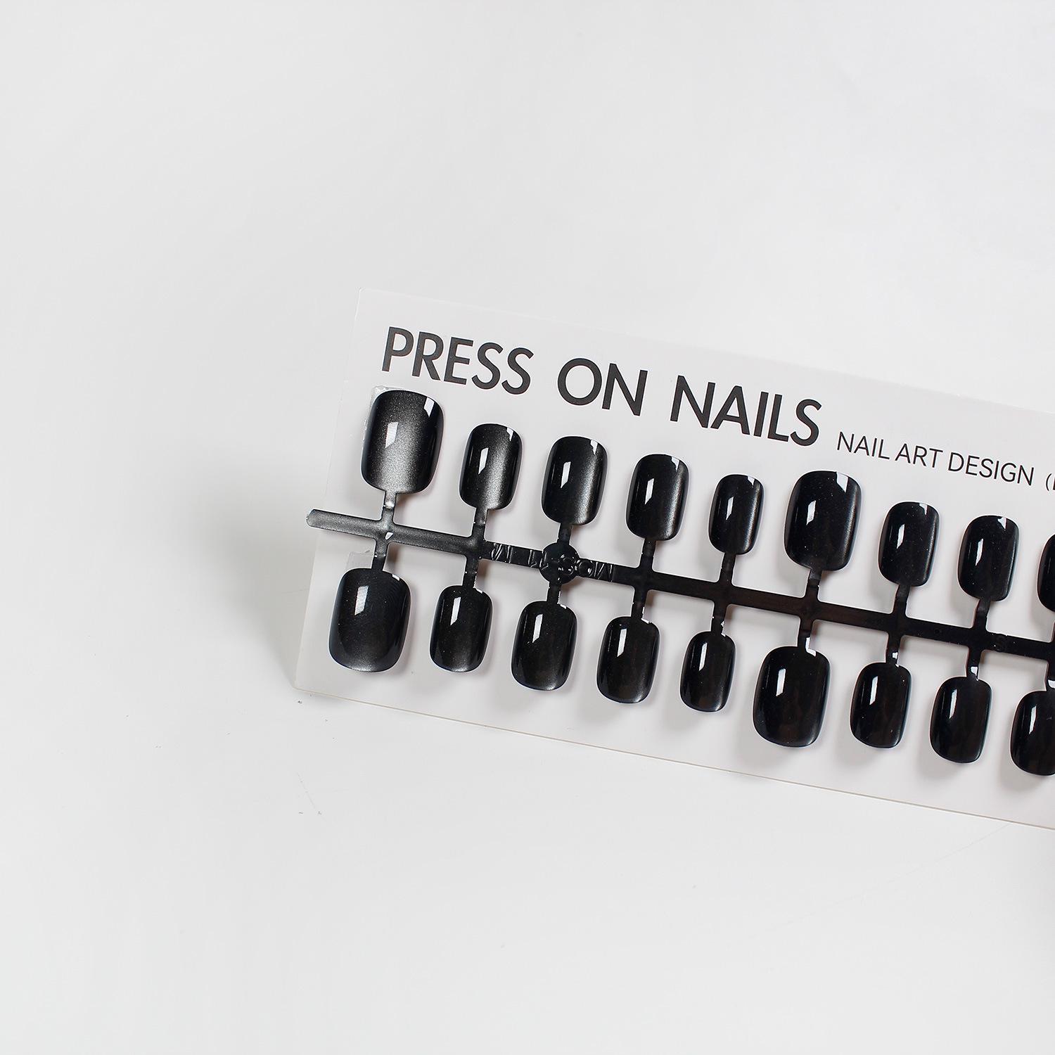 

Jiaolong Черный Кошачий Глаз Накладные Ногти - Короткие Темные Кончики Кошачий Глаз для Отбеливания