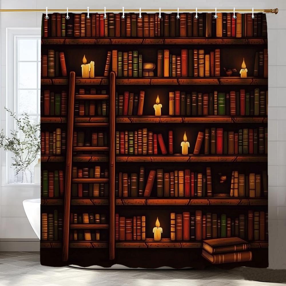 Ähnlich wie Vintage-Bibliothek Duschvorhang, Altes Buch Bücherregal Kerzen Zuhause Polyester Stoff Badezimmer Dekorativer Vorhang Mit Haken