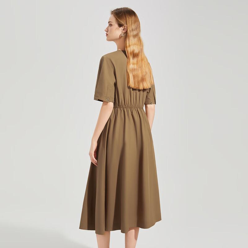 Women's Commuter V-Neck Short Sleeve Midi Dress