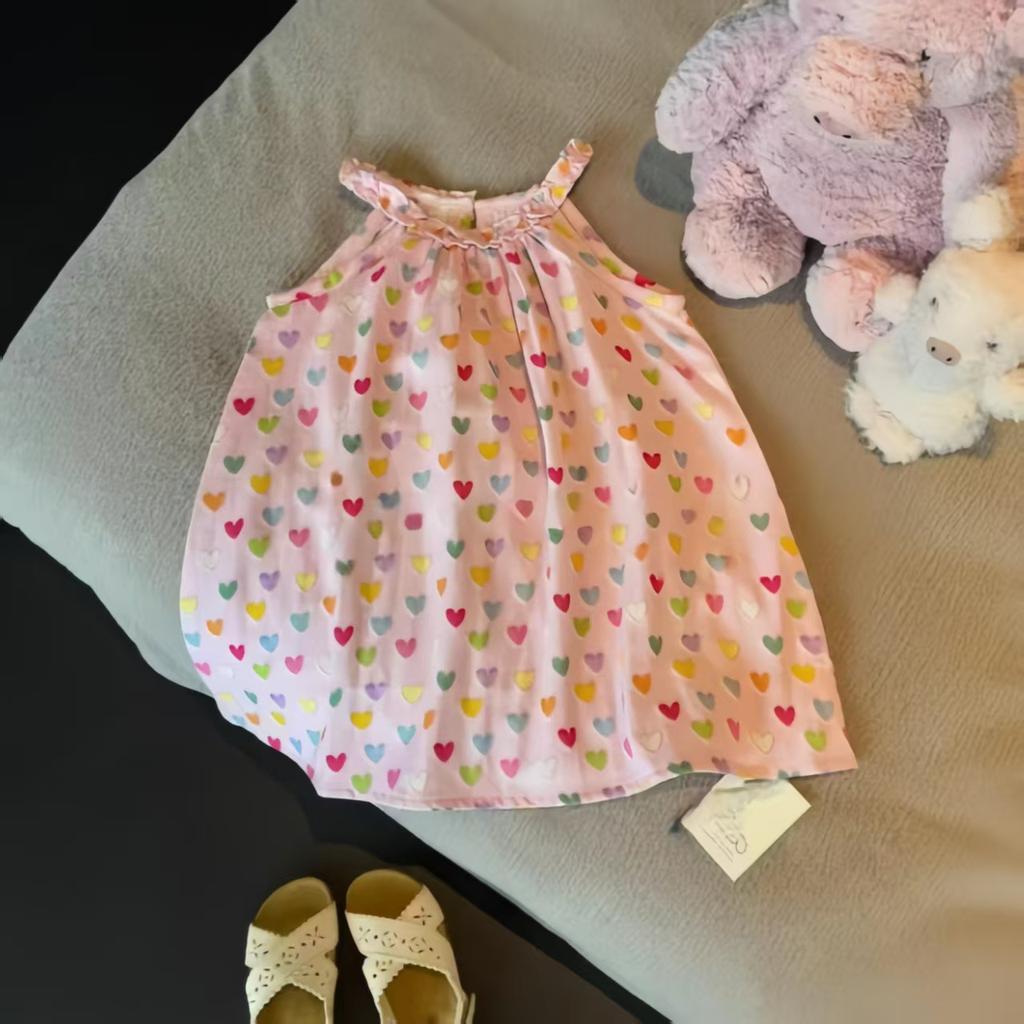 Summer Pink Polka Dot Sleeveless Vest Dress Cute Casual Daily Wear Dress for Infant Baby Girls