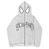 Felpa con cappuccio da strada Felpa con cappuccio Spider Punk con cerniera Felpa con motivo extra large Felpa gotica Harajuku Abbigliamento da uomo e da donna
