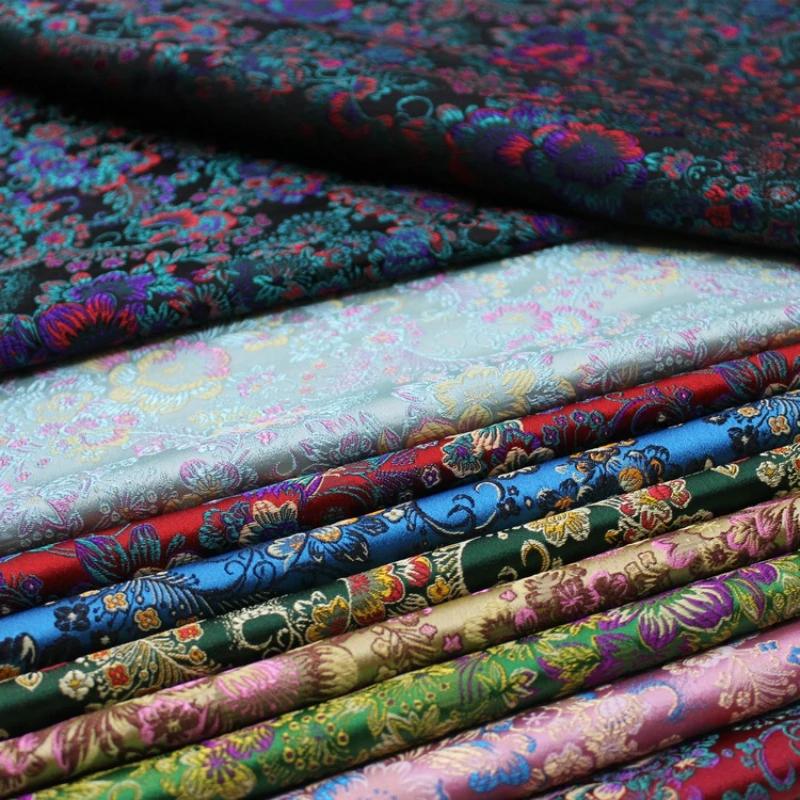 Wide 75cm Chinese Style Jacquard Brocade Spun Fabric Decorative Handcrafted Silk Antique Fabric DIY Cheongsam and Mongolian Robe