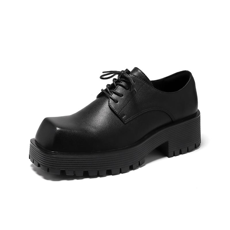 Square top thick soled men's leather shoes Fashion designer style Youth Outdoor Trendy Party Handsome adult shoes Plus Size -46