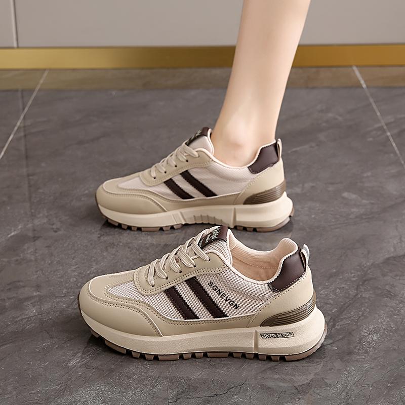 CRLAYDK Women's Chunky Sneakers Summer Mesh Breathable Walking Shoes Fashion Casual Sports Platform Ladies Lace Up Tennis