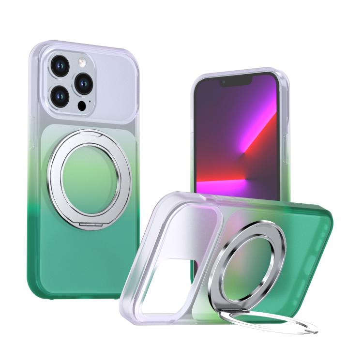 Phantom Skin Feel Gradient PC+TPU Phone Case With 360° Rotating Metal Holder, Magnetic Wireless Charging Shockproof Protective Cover