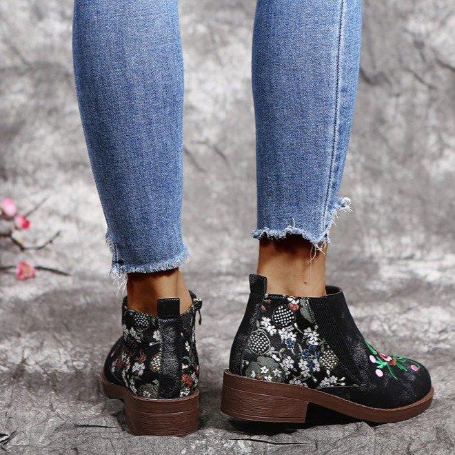 2021 Otoño e Invierno Nueva Flor de Mujer Bordado Martin Botas Tacón Grueso  Botas de tubo medio Cremallera Botines comprar a buen precio — entrega  gratuita, reseñas reales con fotos — Joom
