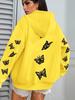 Creative Simple Butterfly Print Women's Hoodie with Pockets - Autumn/Winter Style Sweatshirt Top