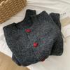 Japanese Wool Knit Cardigan - Retro 2024 Autumn/Winter, Soft, Warm, with Heart Buttons.