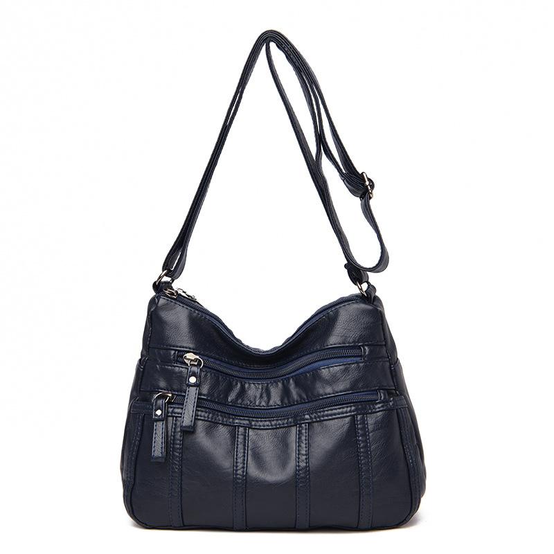 One-shoulder Mother Bag, New Washed Leather Women's Bag, Messenger Bag, Large-capacity Messenger Small Square Bag.