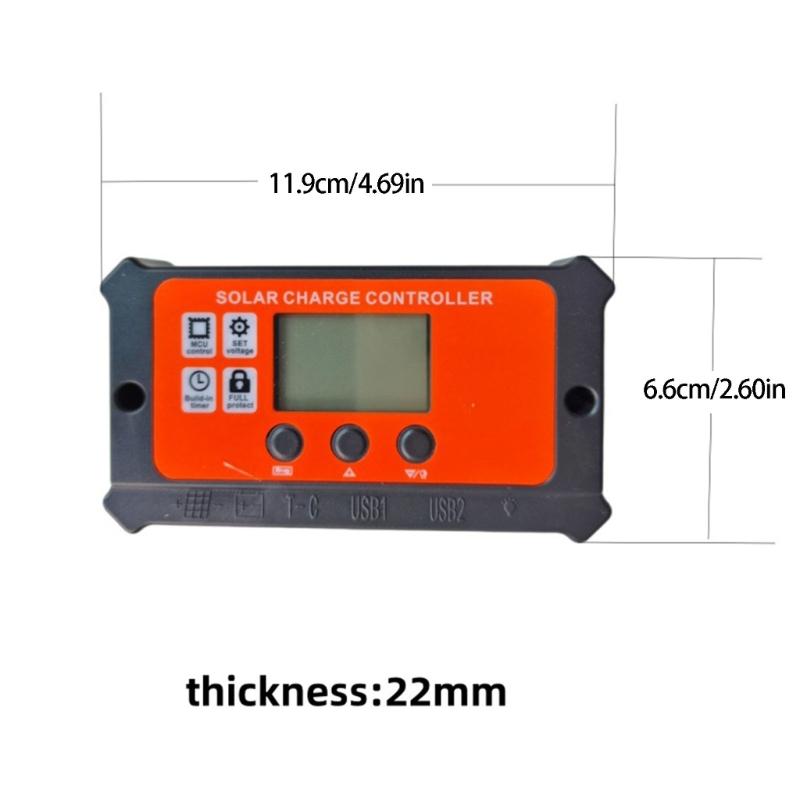 Type C Solar Charge Regulator with 10A Current Control & LCD Display Power Regulator for Outdoor Camping & Travel