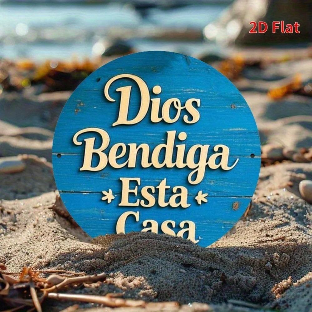 Vintage God Bless This Home Metal Wall Art 8x8 Inch Round Outdoor Cafe Garden Plaque Perfect Gift Cottage Decoration
