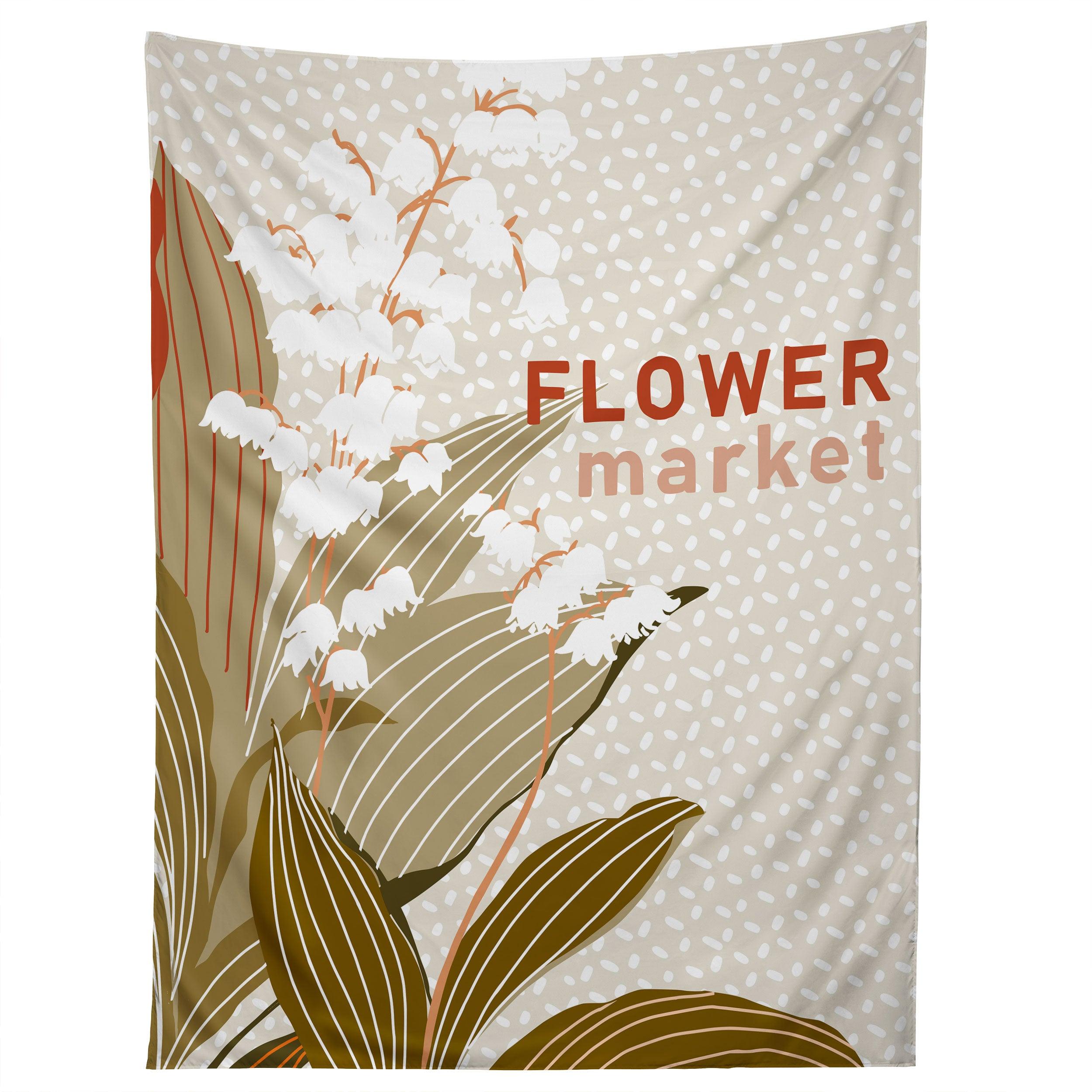 FLOWERS MARKET LILY OF THE VALLEY tapestry 75x100 чёрный