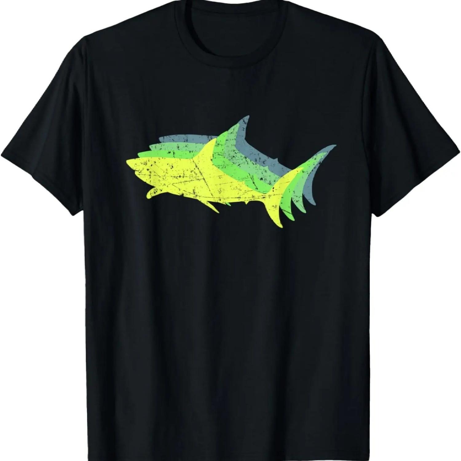 70 s 80s Distressed Vintage Retro Graphic Shark T-Shirt S