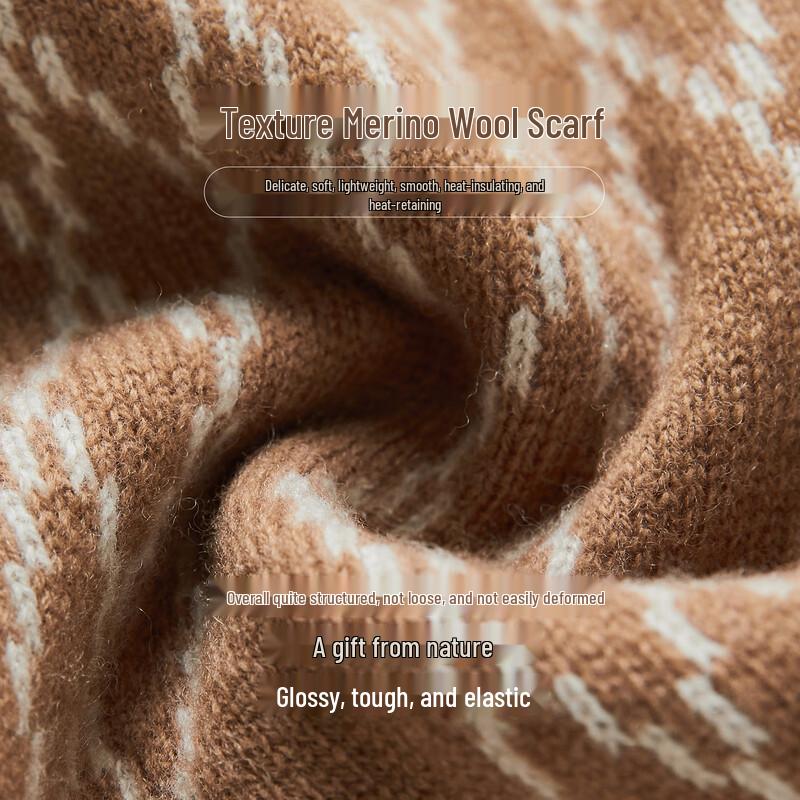 WENSLI Women's Pure Wool Scarf - Interlaced Time Design
