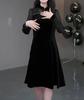 Spring European-Style Off-Shoulder Lace Velvet Dress for Plus Size Middle-Aged Women