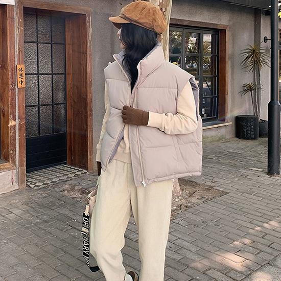 Autumn and Winter Down Cotton Vest Women's Korean Version Loose Shoulder Cotton Vest Jacket