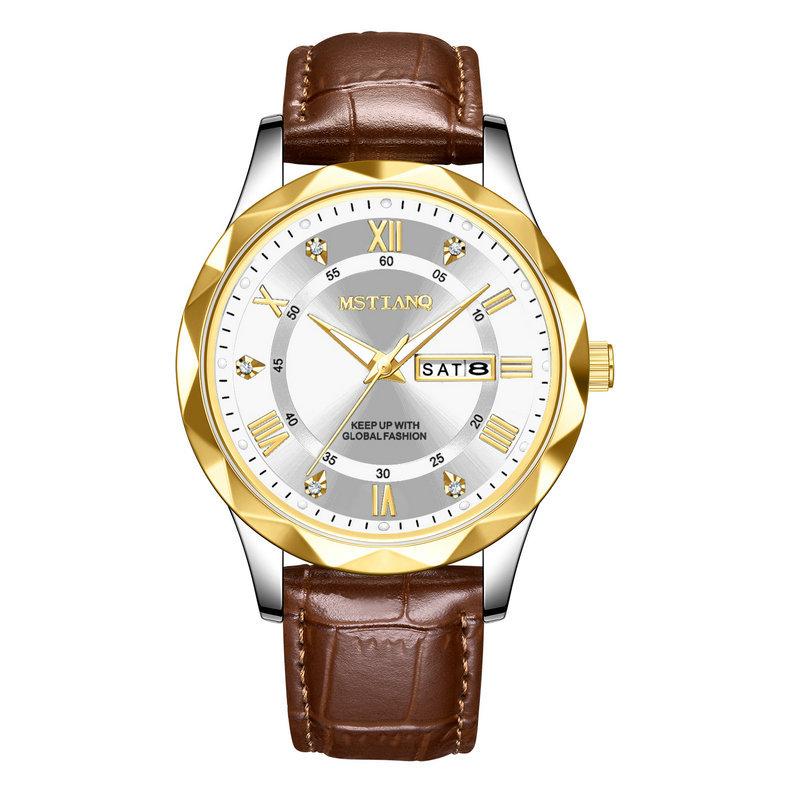 Belt Men'S Watch Men'S Fashion Double Calendar Quartz Watch Counter Same
