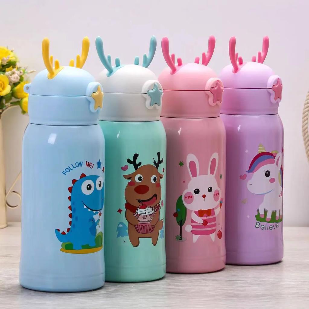 500ML Cute Unicorn Thermos Bottle Stainless Steel Thermal Mug Bouncing Lid Water Cup for Children Girls Gifts Portable Drinkware