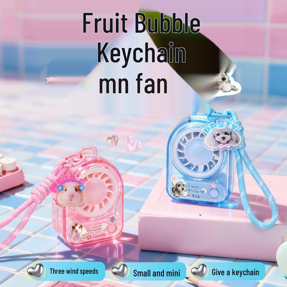 USB Rechargeable Portable Cartoon Mini Fan with Lanyard