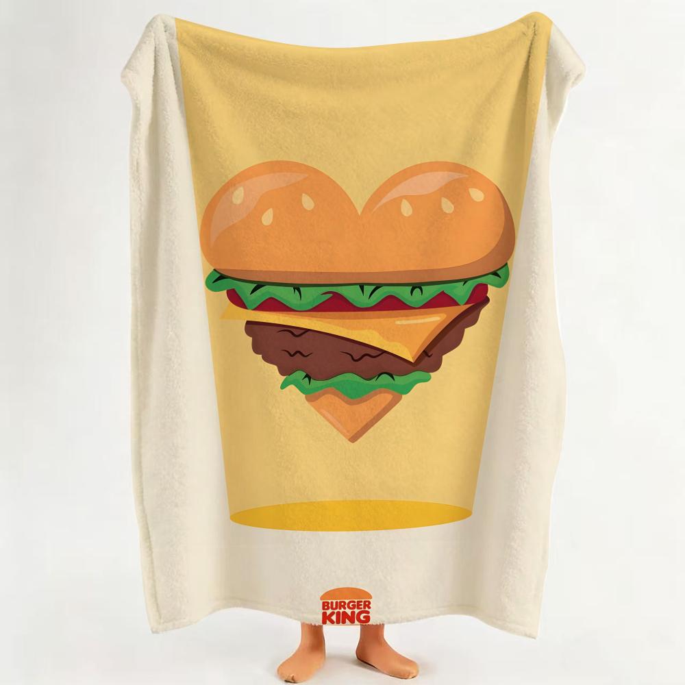 Food B Burger K King Throw Flannel Throw Blanket Suitable for Sofa Living Room Bedroom