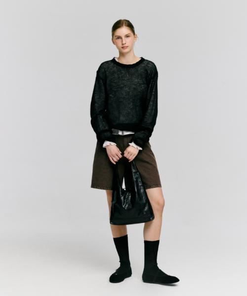 DEPOUND Mohair Blended Scallop Pullover [Black]