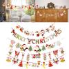 Pulling Flag Christmas Ornament Cartoon Santa Claus Party Hanging Banner Decor