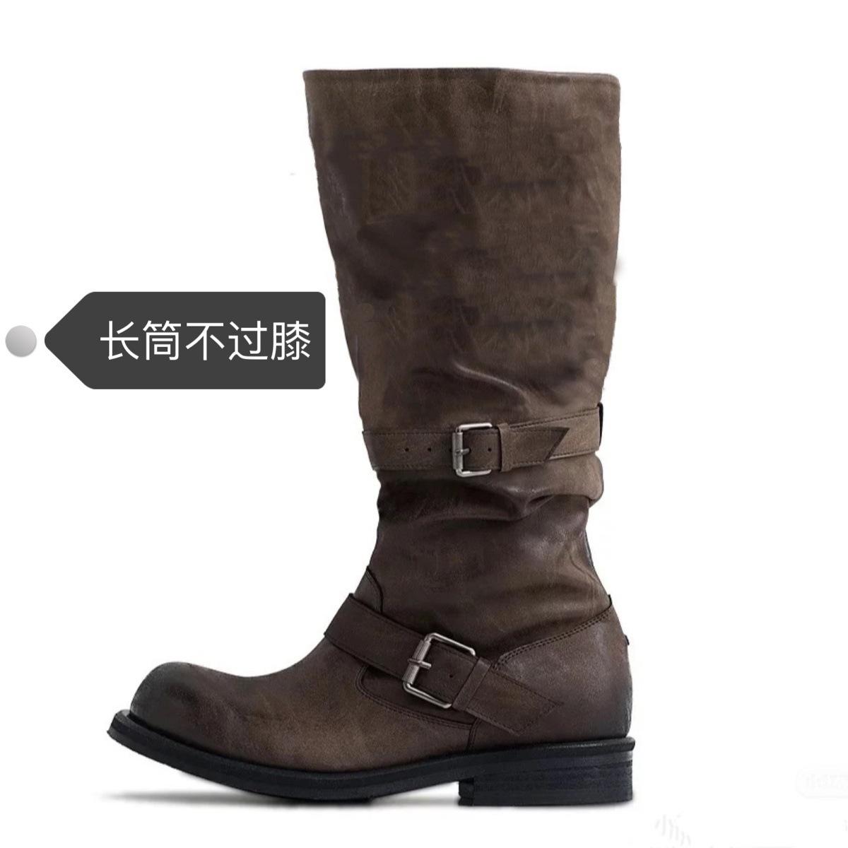 

Версия из коровьей кожи~ кожаные ботинки женские тяжелая промышленность старые ботинки на толстой подошве пряжка ремня два способа носки ретро рыцарские ботинки уличные ботинки 40