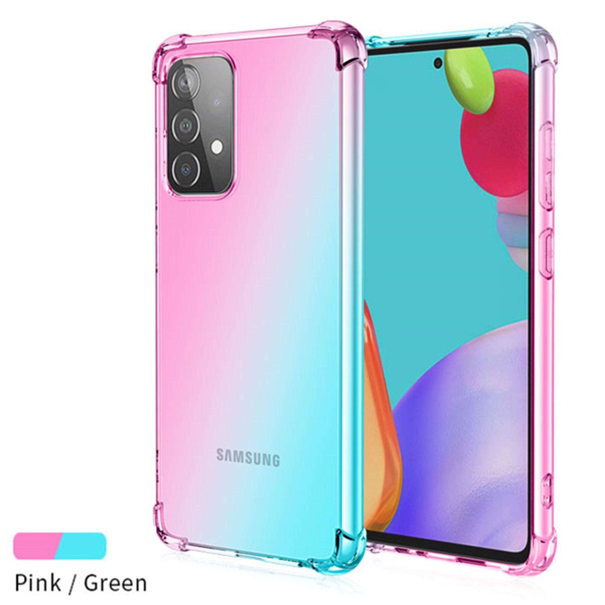 

Прозрачный милый чехол для телефона с градиентом, тонкий, против царапин, гибкий чехол из ТПУ, противоударный защитный чехол для Samsung Galaxy A55, 5G, A60, A72, A8S, A52S, A70, A80 Samsung Galaxy A72 розовый/зелёный
