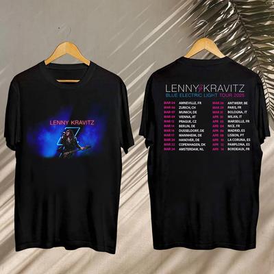 2025 Lenny Kravitz T-Shirt, Lenny Kravitz Blue Electric Light Tour T-Shirt