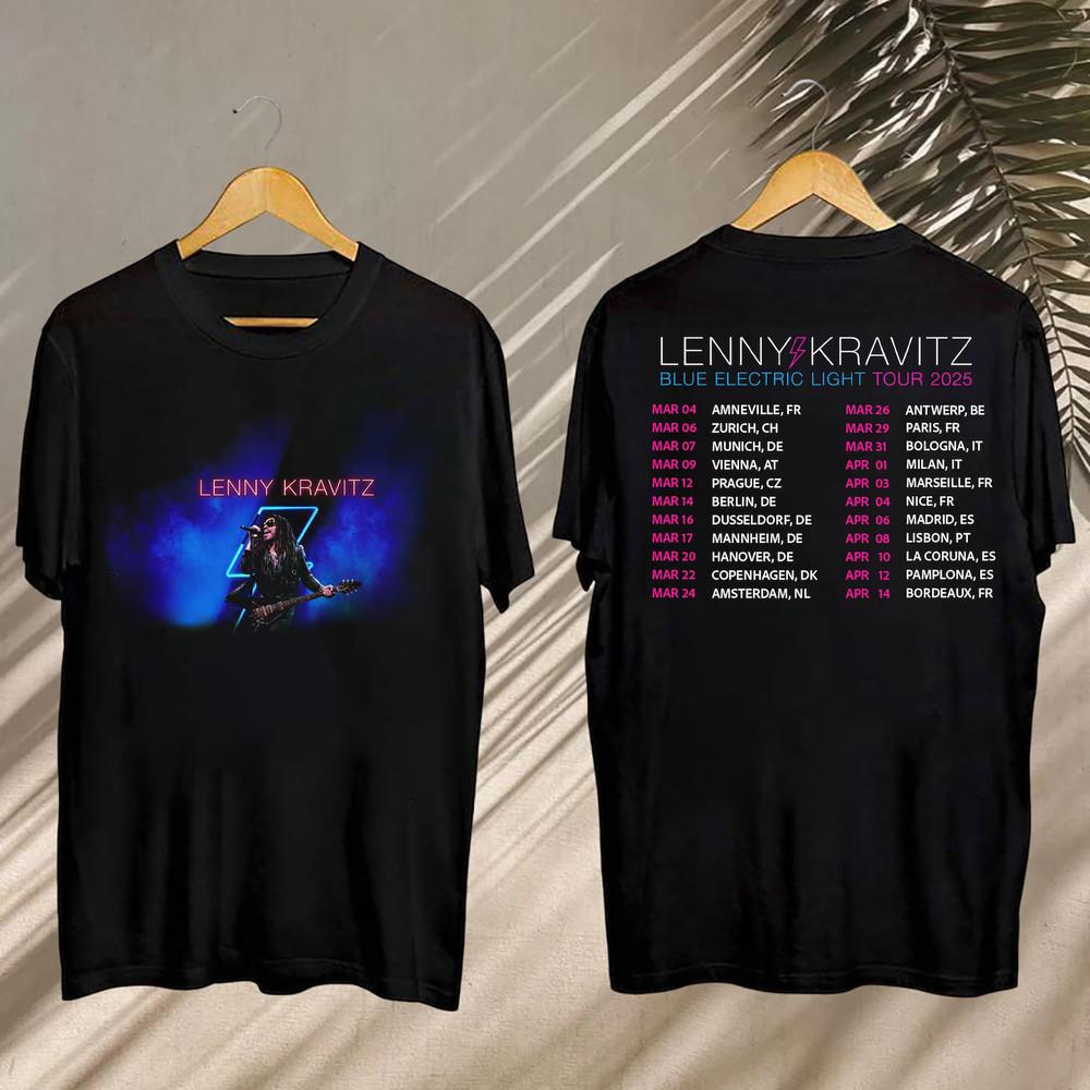 

2025 Lenny Kravitz Tshirt, Lenny Kravitz Blue Electric Light Tour Tee M