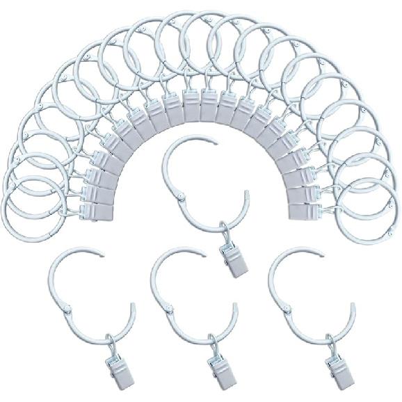 Vorhangringe mit Clips 1 Zoll Innendurchmesser Öffnungsfähig 24er Pack Rostfeste Metallhaken Ring Dekorative Gardinen Vintage Schwarz TXZWJZ