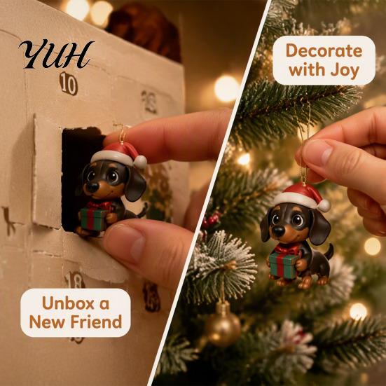 24 Days Surprise Charms 2026 Dachshund Advent Calendar, Christmas Dog Collectible Set, Pcs Collector Items 2D Acrylic Holiday Figures Countdown