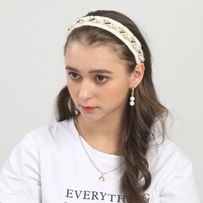 LALA Pearl Ethnic Hairband - Ivory