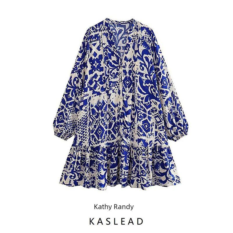 Kaslead New Arrival Women's Clothing Fashion Style Fashion Minimalist Loose Print Short Dress 9878210