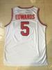 Edwards 5 Vintage Red & White Jersey | Embroidered Hip Hop Basketball Tank | Training & Casual Wear