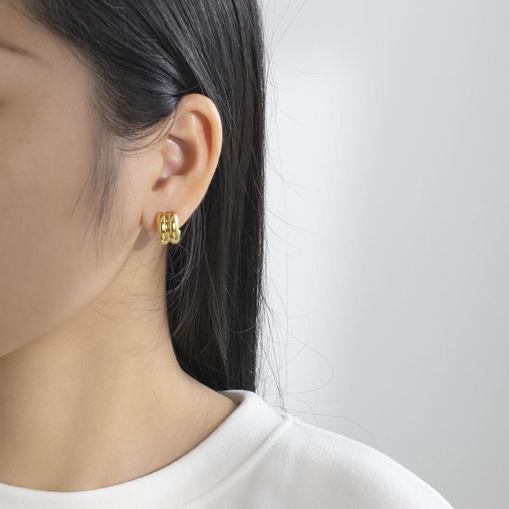Gold-Plated Titanium Steel Polka Dot Square Earrings