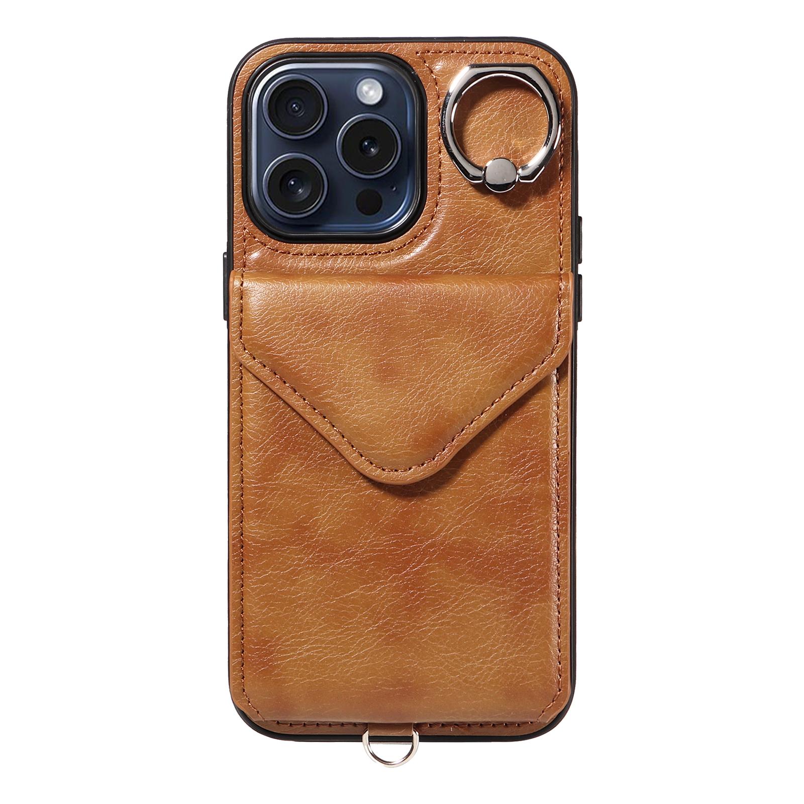 

Чохол для телефону з роз’ємом для картки гаманця з дизайном кільця через плече для iPhone XS, XR, XS Max, iPhone 7,8,7Plus,11,11Pro,11Pro,12,13,14,15... iPhone 7 коричневий