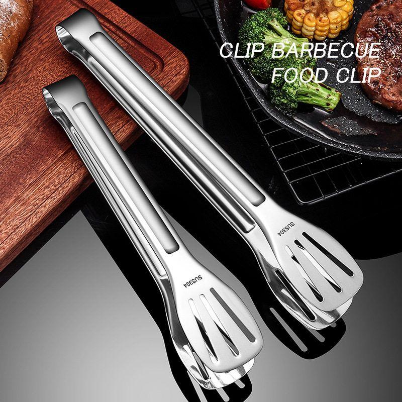 

German Stainless Steel Tongs, Food Tongs, Thickened Barbecue Tongs, Bread and Cake Tongs, Special for Grilling Meat and Steak Small + Large
