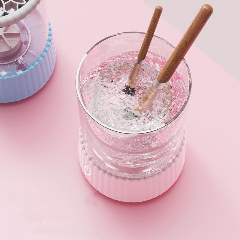 Electric Makeup Brush Cleaner & Dryer – Automatic Spin Washer with Drying Stand for Foundation, Eyeshadow & Blush Brushes, USB Powered