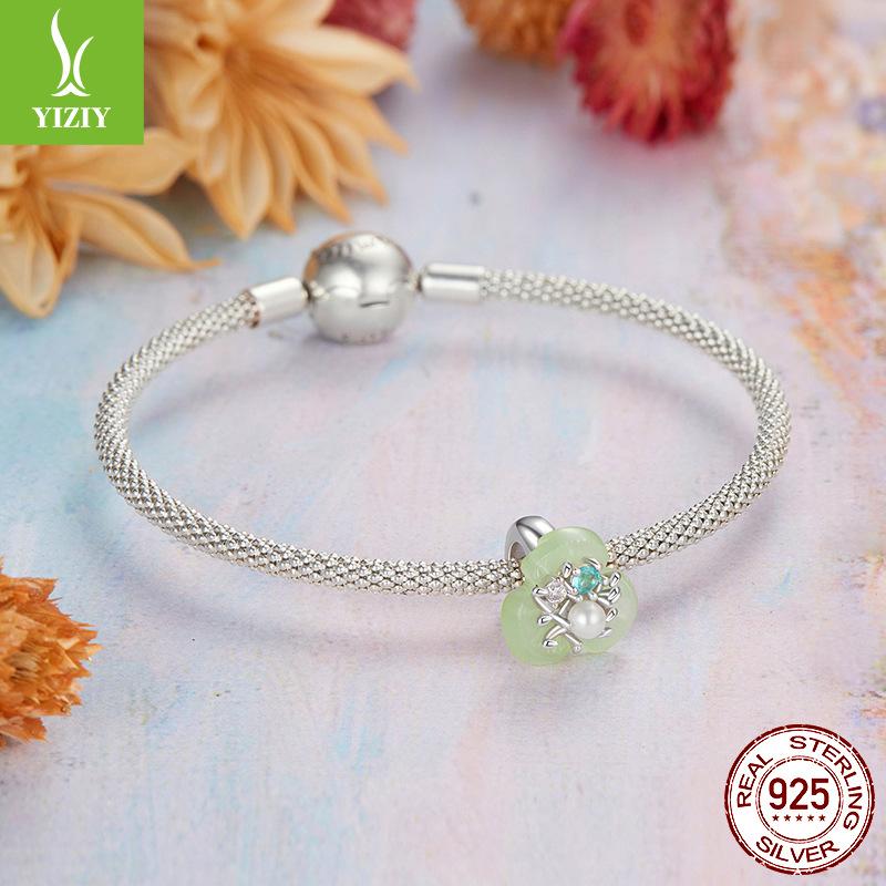 Monet Impression Silicone Bead Barrier Charm 925 Silver Bead Jewelry Accessories Flower And Grass Spring New