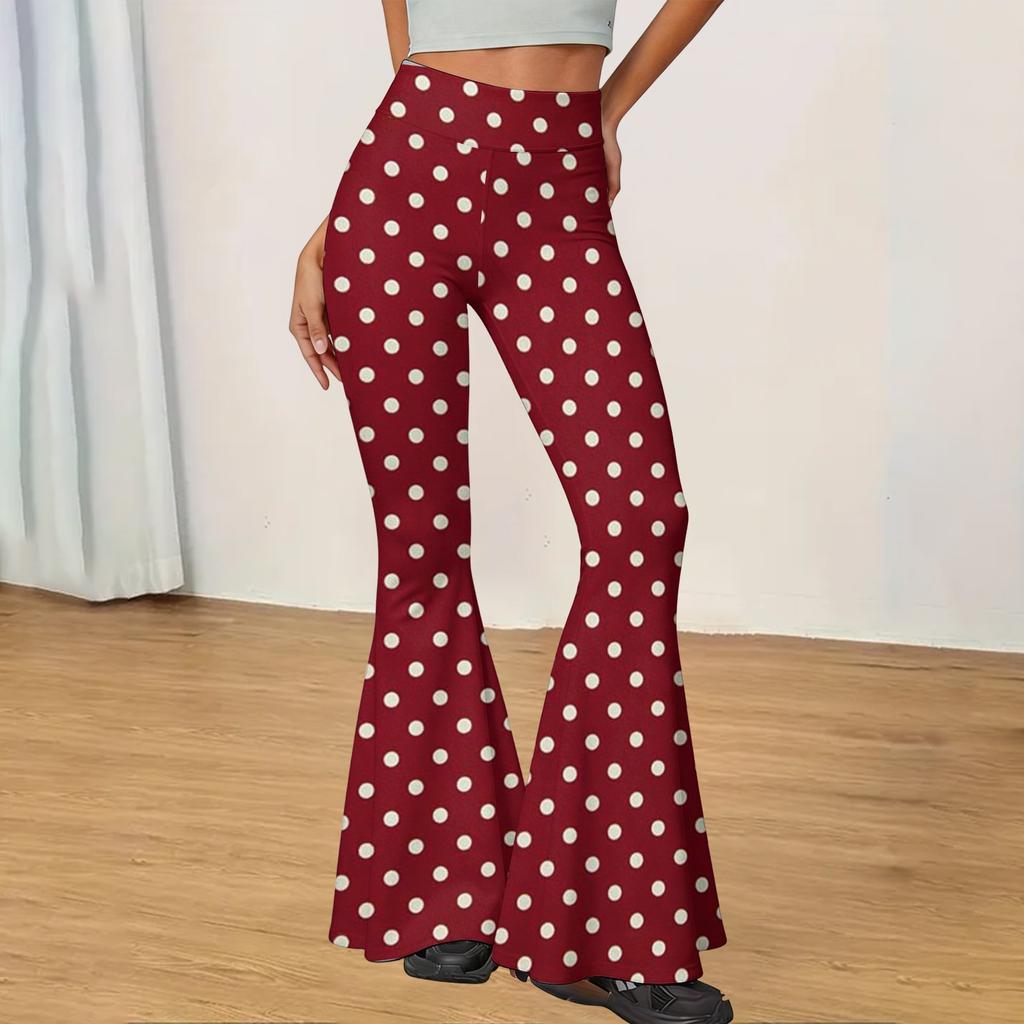 High Waist Bootcut Hosen für Damen Dehnbar Schlank geschnitten Lässige Hosen Yogahosen mit Aufdruck Geeignet für den täglichen Gebrauch