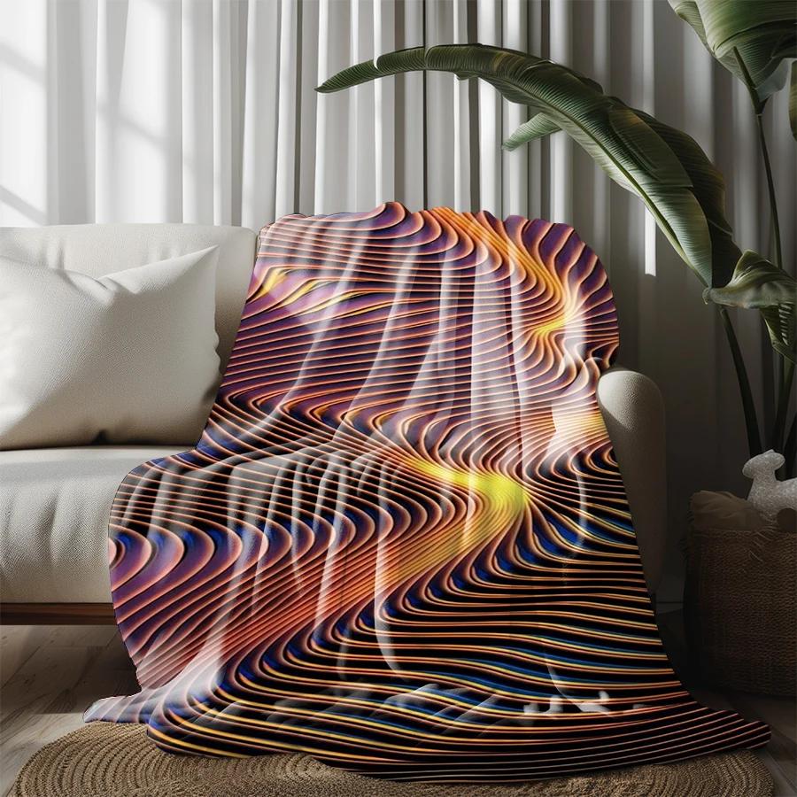 Wavy Abstract Pattern Microfiber Flannel Cover Blanket Bedroom Living Room Sofa Soft And Comfortable Home Decoration