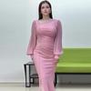 2024 Autumn Women's Pure Desire Asymmetrical Neckline Waist-Cinching Fishtail Bodycon Dress