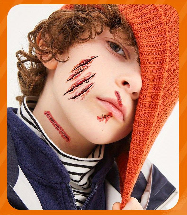Halloween Makeup Tattoo Stickers Wound Tattoo Stickers Simulation Scar Tattoo Knife Waterproof Tattoo Sticker Horror Realistic