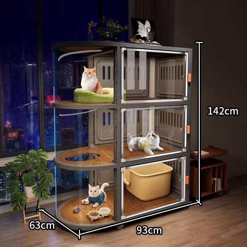 Spacious All-Season Cat Villa: Indoor Cabinet, Bed, Toilet, and Cage