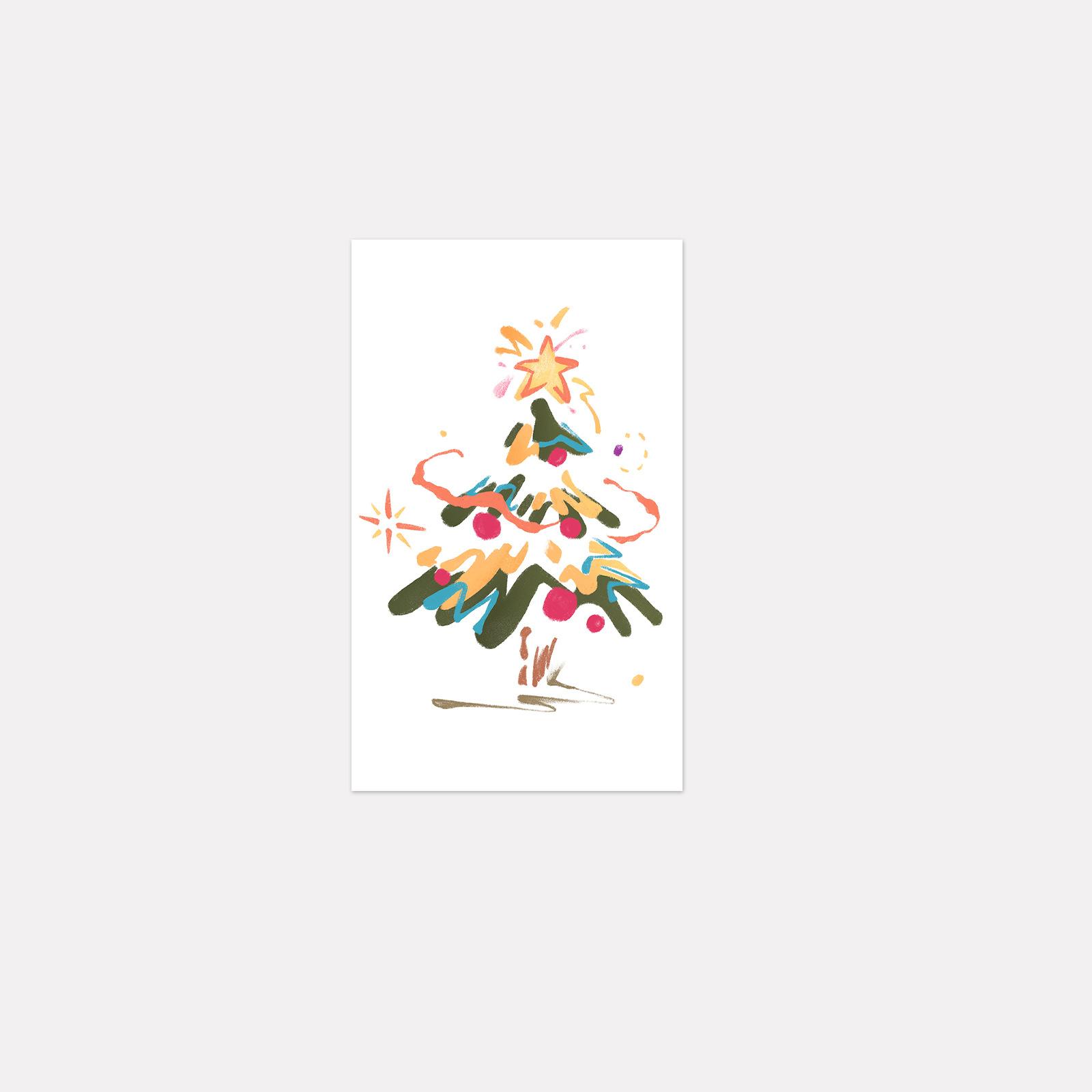 Cute Christmas Tattoo Stickers, Cartoon Stick Figures, Christmas Tree Tattoo Stickers 6*10
