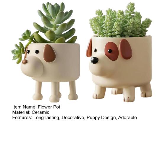 Puppy Flower Pot Cute Ceramic Plant Pot Desktop Decorative Dog Planter